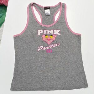 Gray and Pink Tank Top with Pink Panther Design